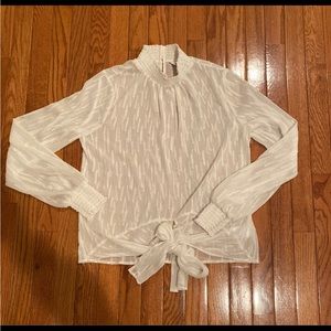 Express Sheer Mockneck White Top Sz S